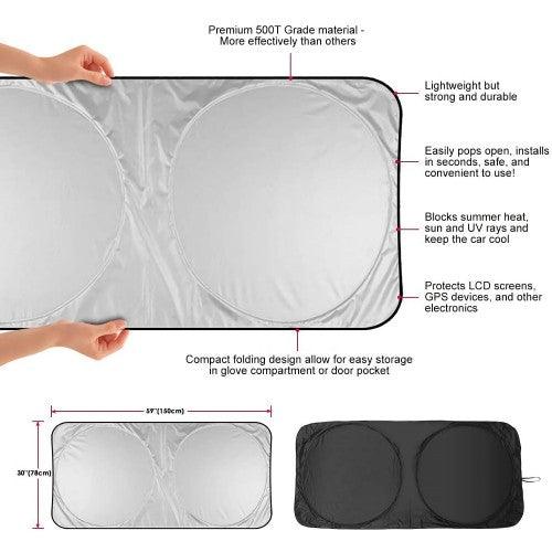 ELUTO Car Windshield Cover, Foldable Sun Shade Visor Protector Blocks UV Rays (Medium 150 x 78cm) - Toytexx ELUTO Car Windshield Cover, Foldable Sun Shade Visor Protector Blocks UV Rays (Medium 150 x 78cm) - Toytexx